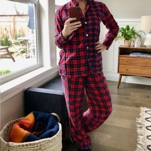 J. Crew Womens Buffalo Check Plaid Button Down Long Sleeve Red Pajamas S L35-19
